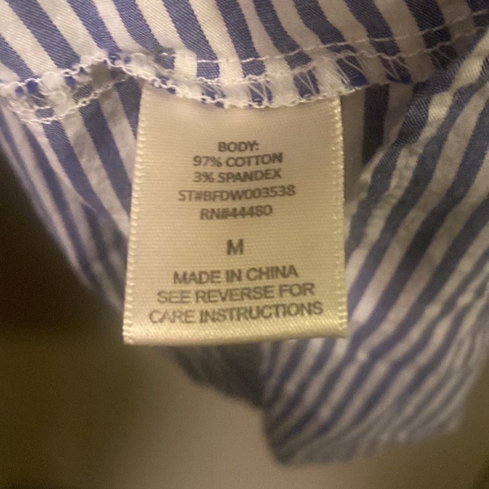 Womens Blue and White Striped Button Up Collared Dress Size Medium NWOT - Picture 8 of 13